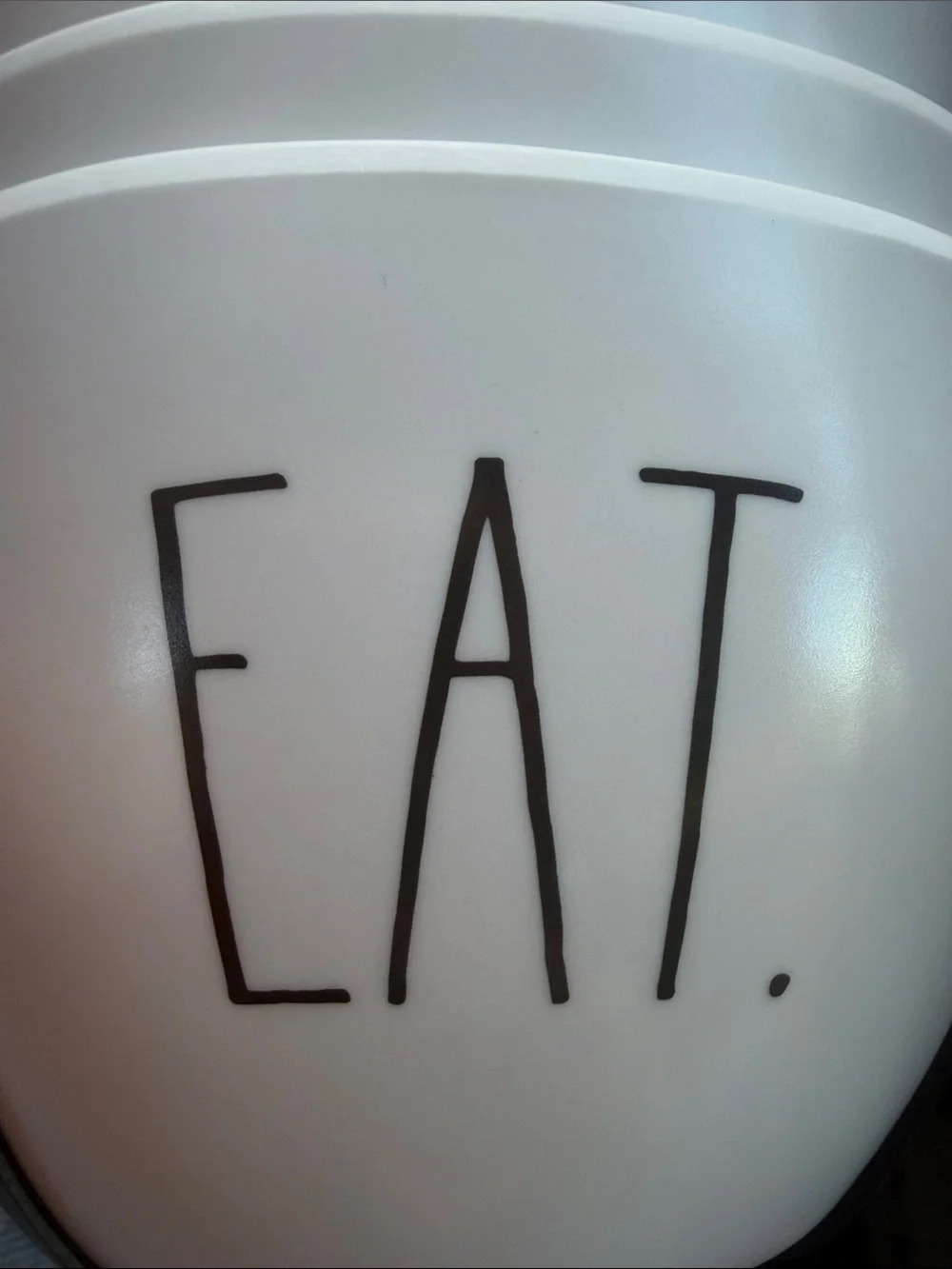 NWT Rae Dunn White Ceramic Nesting Bowls with Black Lettering - EAT. set of 4